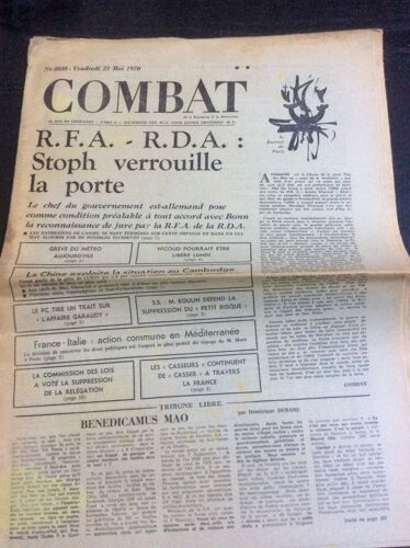 Combat N° 8038 Du 22/05/70 : Rfa-Rda, Stoph Verrouille / Les "Casseurs" Continuent