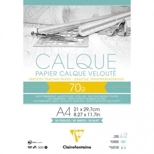 Bloc - Papier Calque - A4 21x29,7 Cm- 70/75g - 50 Feuilles - Clairefontaine