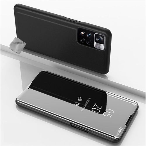 Housse Etui Coque Portefeuille Clear View Pour Xiaomi Redmi Note 11 Pro + Plus 5g + Verre Trempe - Noir