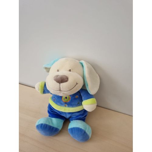 Doudou Chien Blanc Bleu Nicotoy