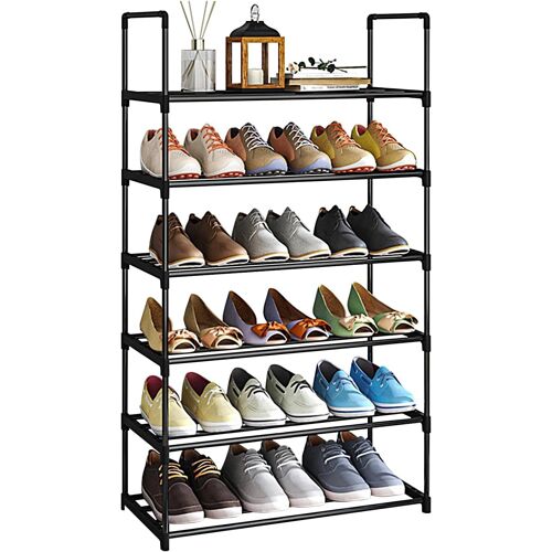Jexnovashop-Etagere Chaussure 6 Niveaux, Meuble Chaussure En Métal, Réglable Range Chaussures, Meuble De Rangement Chaussure Pour 18 Paires, Pour Couloir, Entrée, Chambre À Coucher