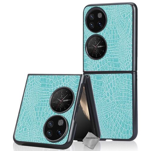 Housse etui coque rigide simili cuir crocodile pour Huawei P50 Pocket - BLEU CLAIR