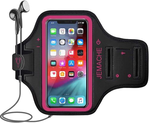 JGD-iPhone 16 Pro Max, 15 Pro Max, 16 Plus Brassard, Gym Course Exercice Sport Telephone Armband Coque pour iPhone 16/15/14/13/12/11 Pro Max, 16/15/14 Plus (Rosy)