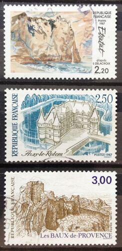 France - Delacroix - Vue D'etretat 2,20 (N° 2463) + Château D'azay-Le-Rideau 2,50 (N° 2464) + Les Baux De Provence 3,00 (N° 2465) Obl - Année 1987 - N16481