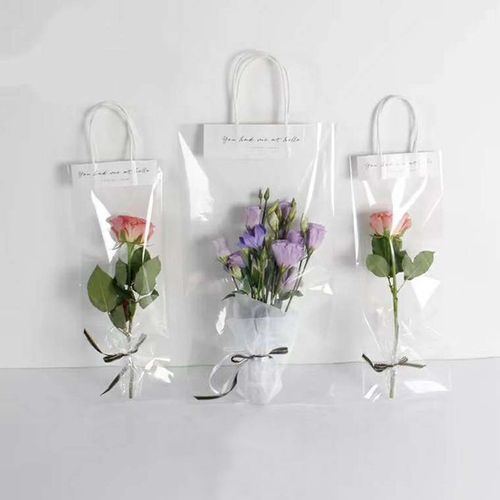 Sac à main Transparent en PVC pour fleurs, imperméable, emballage de fleurs, sac à main pliant, sacs cadeaux suspendus