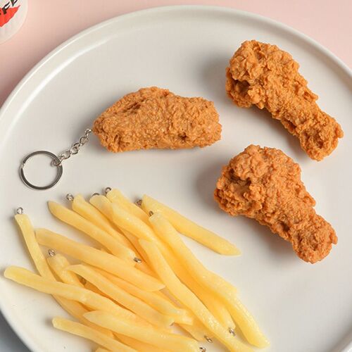 Porte-clés en forme de poulet frit, Simulation de nourriture, mignon, pour Restaurant, petit cadeau, Chef cuisinier