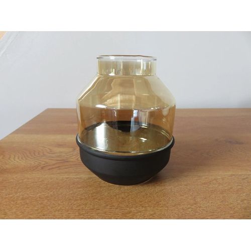 Vase en verre rond brillant