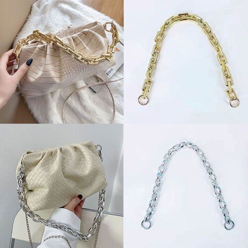 Chaînes de sac à main en plastique, 52.5cm, bandoulière, bricolage, or argent, poignées, accessoires de sac, chaîne ovale carrée