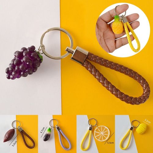 Porte-clés en PVC imitation de Fruits et légumes, pendentif créatif pour sac à main de voiture