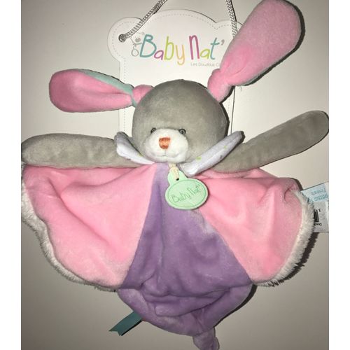 Doudou Lapin Rose Mauve Violet Blanc Gris Baby Nat Les Doudous Calins Les Touptis Peluche Jouet Bebe Bunny Comforter Security Blanket
