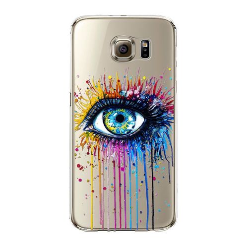 Coque Silicone Gel (Tpu) Samsung Galaxy S6 Edge Oeil Eyes Rainbow Transparent