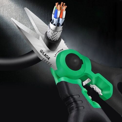 ciseaux d'électricien, coupe-fil de 6 pouces, pince à sertir, dénudeur de fil inoxydable, outil de sertissage de coupe de câble