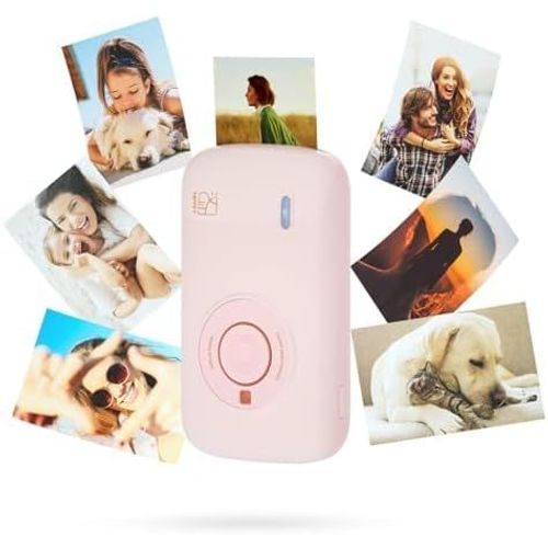 Hamiltion-Cp2100 Mini Imprimante Portable À Sublimation Thermique Avec 10 Feuilles De Papier Photo, Imprimante Photo Mobile Rose Bluetooth 5.0 Sans Fil, 300 Dpi