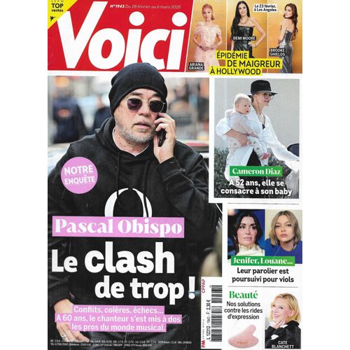 Voici N°1943 28/02/2025 Pascal Obispo/ Cameron Diaz/ Maigreur À Hollywood/ Sharon Tate/ Aya Nakamura/ Kendall Jenner/ Sylvie Tellier/ Lola Marois