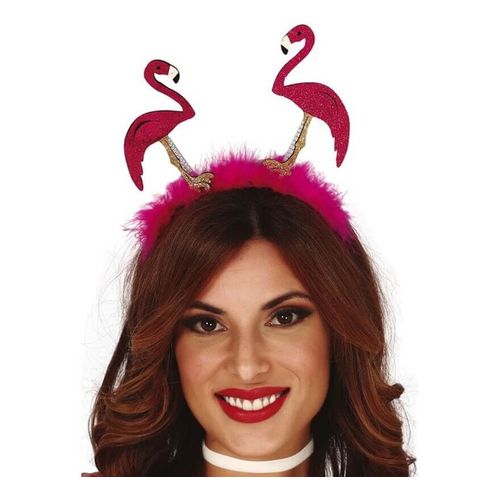 Bandeau Avec 2 Flamants Roses Et Marabou