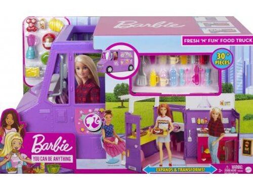 Coffret Barbie Camion Restaurant Food Truck Transformable 30 Accessoires - Set Vehicule 2 En 1 + 1 Carte Tigre