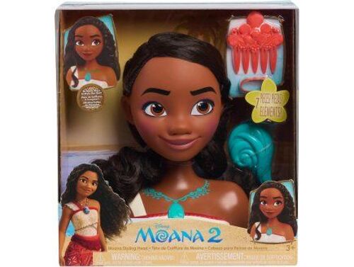 Tête A Coiffer Vaiana 2 Cheveux Noir - 7 Pieces - Set Jouets Fille + 1 Carte offerte - Jouet Coiffure - Accessoires