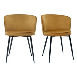 Chaises Design En Tissu Velours Bronze Et Métal Noir (Lot De 2) Serif