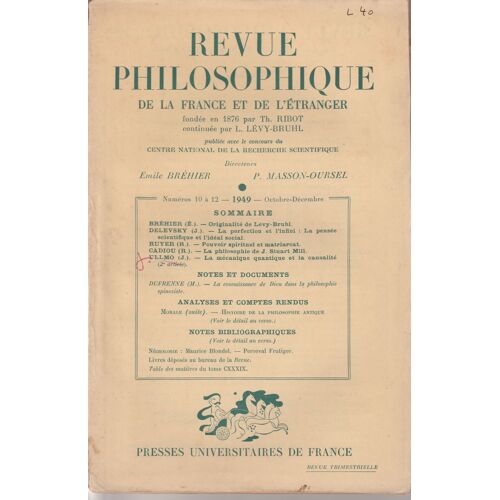 Revue Philosophique N° 10 À 12 De 1949