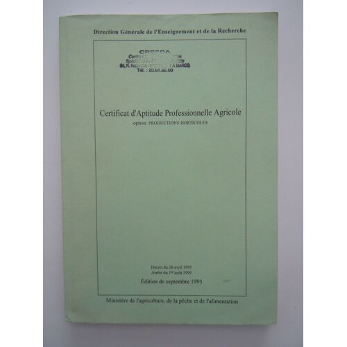 Certificat D Aptitude Professionnelle Agricole 1995 