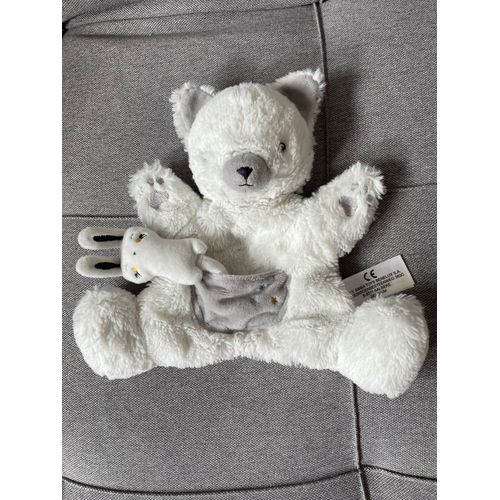 Doudou marionnette ours blanc lapin simba toys kiabi
