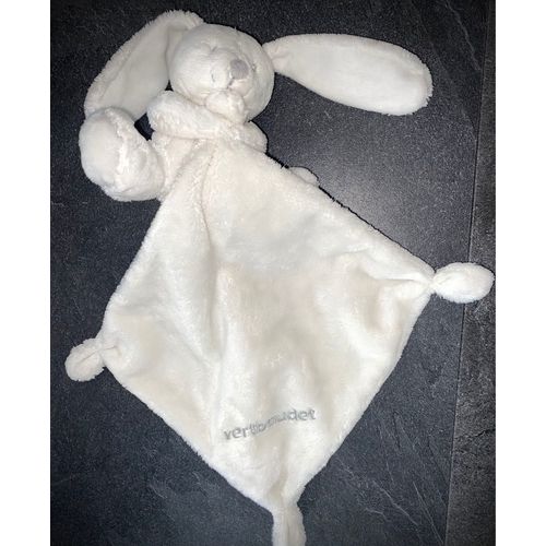 Doudou Lapin Blanc Uni Vertbaudet Mouchoir Broderie Marque Jouet Peluche Bébé  