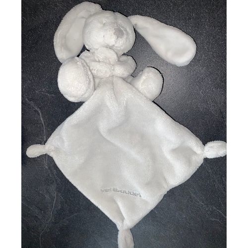 Doudou Lapin Blanc Mouchoir Vertbaudet Jouet Peluche Bébé Soft Toy Comforter White Bunny Baby 