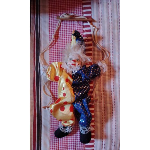 Clown Sur Balançoire 30 Cm - Tête En Porcelaine