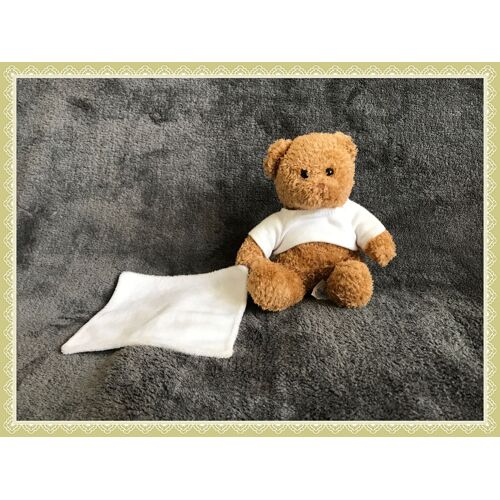 Doudou Société Newsport Ours Assis Marron Tee Shirt Mouchoir Blanc