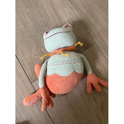 Doudou peluche grenouille catimini orange verte sirène 