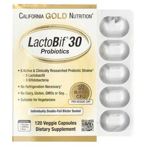 California Gold Nutrition, Lactobif 30 Milliards D'ufc, 120 Capsules Végétales 