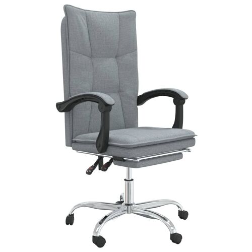 Chaise fauteuil siège pivotante de inclinable de bureau informatique étude clair tissu gris Helloshop26 02_0024236