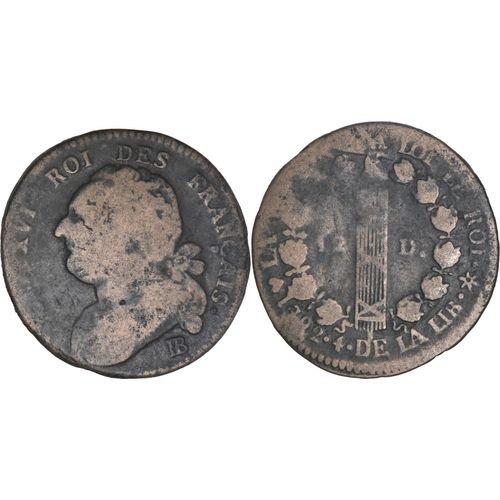 France - 1792 - 12 Deniers Au Faisceau Type Francais - Strasbourg (Bb) - Rare R2 - Fm02b3