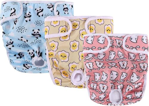 Couches De Chien, 3pcs Femelle Couches Pour Chien Lavable Durable, Chien Couches Réutilisables Grand Pouvoir Absorption D'eau Pour Chien(S)