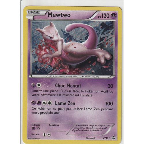 Carte Pokemon - Mewtwo Xy101 - Promo - 120 Pv - Très Rare - Carte En Version Française
