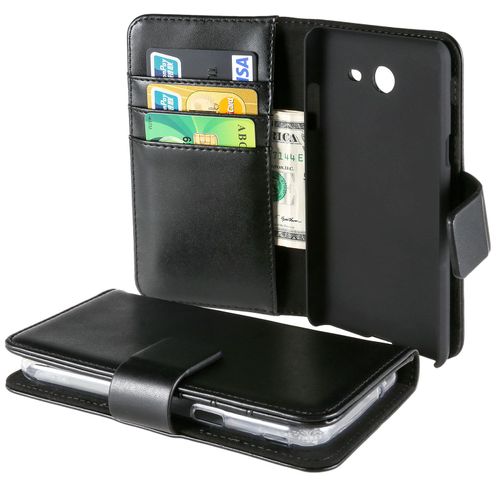 Etui Pour Galaxy J3 2017, Tutuwen Lisse Portefeuille Pu Cuir Coque Protecteur Housse Avec Carte Fente Et Magnétique Flip Noir