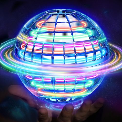 Boule Volante Lumineuse, Magique Balle Volante Flying Orbi Boomerang Ball Spinner, Ballon Volant Lumineux Hoverball, Jouet Cadeau pour 6 7 8 9 10+ Garcon Fille Enfant Ado Intérieur Extérieur