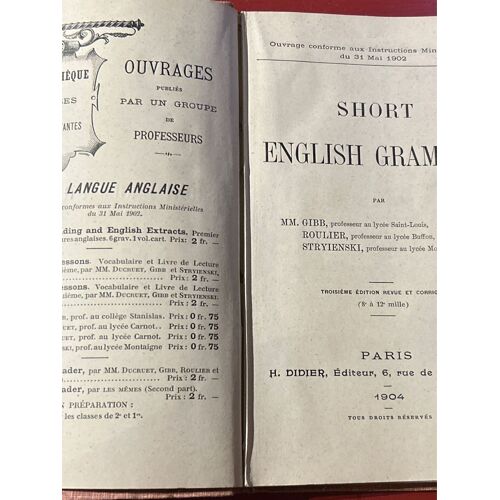 Short English Grammar Bibliothèque Des Classes De Langues Vivantes 