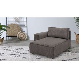 Méridienne Avec Accoudoir Pour Canapé Modulable Nihad Tissu Velours Côtelé Marron Angle Gauche