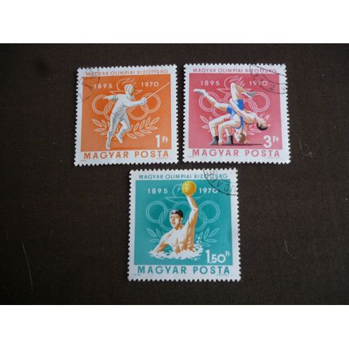 Lot De 3 Timbres Hongrie 1970:Jeux Olympiques 1895-1970.