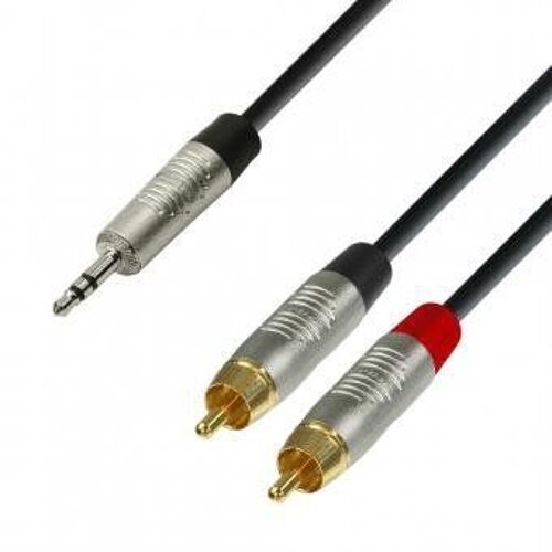 Adam Hall Cables K4YWCC0600 Série 4 Star Câble Audio REAN Jack 3,5 mm stéréo vers 2 x RCA M le 6 m