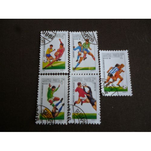 Lot De 5 Timbres Hongrie :Jo Mexico 86.