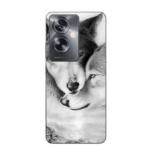 Coque Oppo A79 5g Le Loup Et La Louve Animal Noir Et Blonc