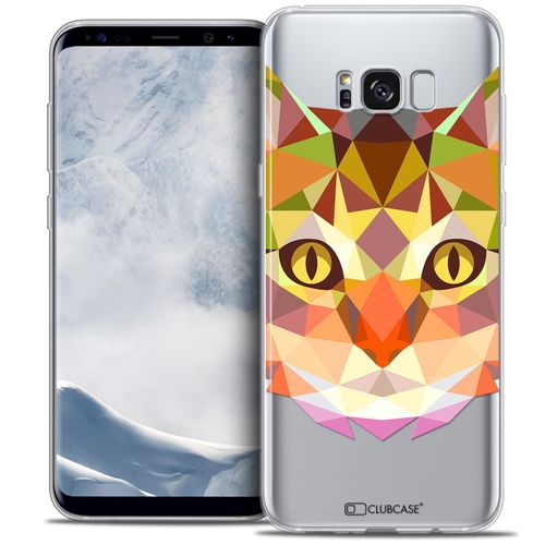 Caseink - Caseink Coque Housse Etui Pour Samsung Galaxy S8+/ Plus (G955) [Crystal Gel Hd Polygon Series Animal - Souple - Ultra Fin - Imprimé En France] Chat
