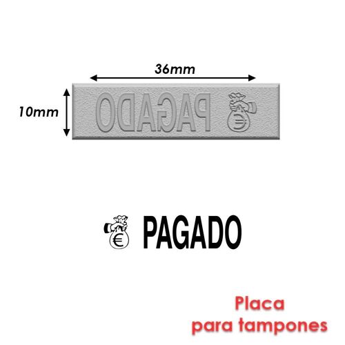 Timbre Caoutchouc Pour Tampon Encreur 40x10mm Texte Espagnol Pagado