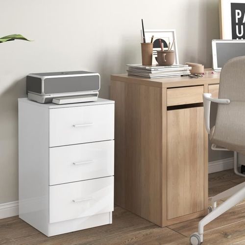 Costway Caisson De Bureau Meuble De Rangement Avec 3 Tiroirs Pour Feuilles A4, Lettre,Dossiers 37 X 34 X 66,5 Cm Blanc
