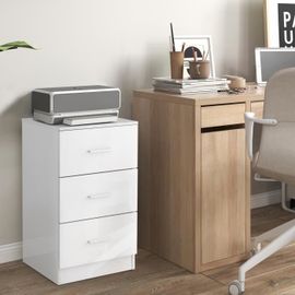 Costway Caisson De Bureau Meuble De Rangement Avec 3 Tiroirs Pour Feuilles A4, Lettre,Dossiers 37 X 34 X 66,5 Cm Blanc