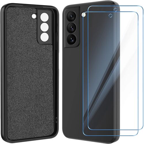 Protection Camera Coque Pour Samsung Galaxy S21 Fe 5g Avec 2 Pieces Verre Trempe Coque Samsung S21 Fe 5g Silicone Housse De Protection Antichoc Mince Douce Noir