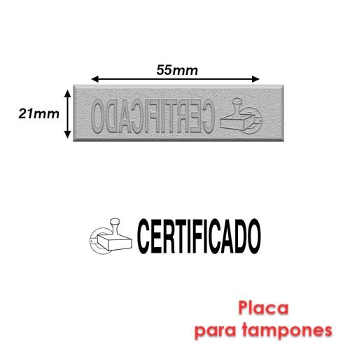 Timbre Caoutchouc Pour Tampon Encreur 55x21mm Texte Espagnol Certificado