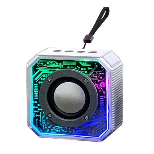 Transparent Mecha Bluetooth Haut-Parleur RGB Pickup Extérieur Portable Home Lanterne Petit Mini Haut-Parleur Blanc